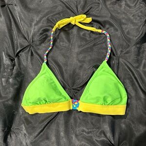 Vibrant Green and Yellow Bikini Top